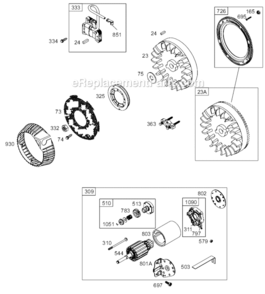 Page E Diagram and Parts List for 19K400 0110-0115 Briggs and Stratton Engine